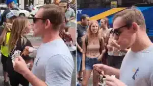 Χαμός! Άντρας έτρωγε σουβλάκι σε διαδήλωση vegan και τα… “άκουσε” – Video