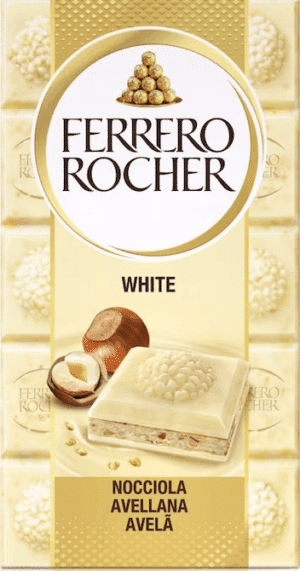 Απολαυστική, λευκή σοκολάτα FERRERO ROCHER, με γέμιση φουντουκιού και νιφάδες φουντουκιού!