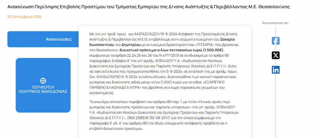 Πρόστιμο σε πιτσαρία στη Θεσσαλονίκη για το ελαιόλαδο - Cibum.gr